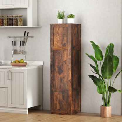 150 cm Tall 4-Tier Freestanding Storage Floor Cabinet-Rustic Brown