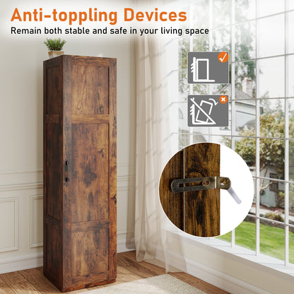 150 cm Tall 4-Tier Freestanding Storage Floor Cabinet-Rustic Brown