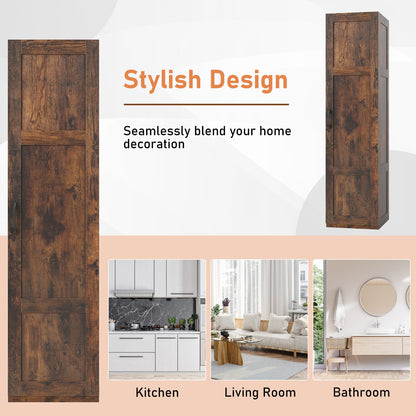 150 cm Tall 4-Tier Freestanding Storage Floor Cabinet-Rustic Brown