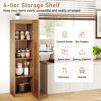 150 cm Tall 4-Tier Freestanding Storage Floor Cabinet-Natural