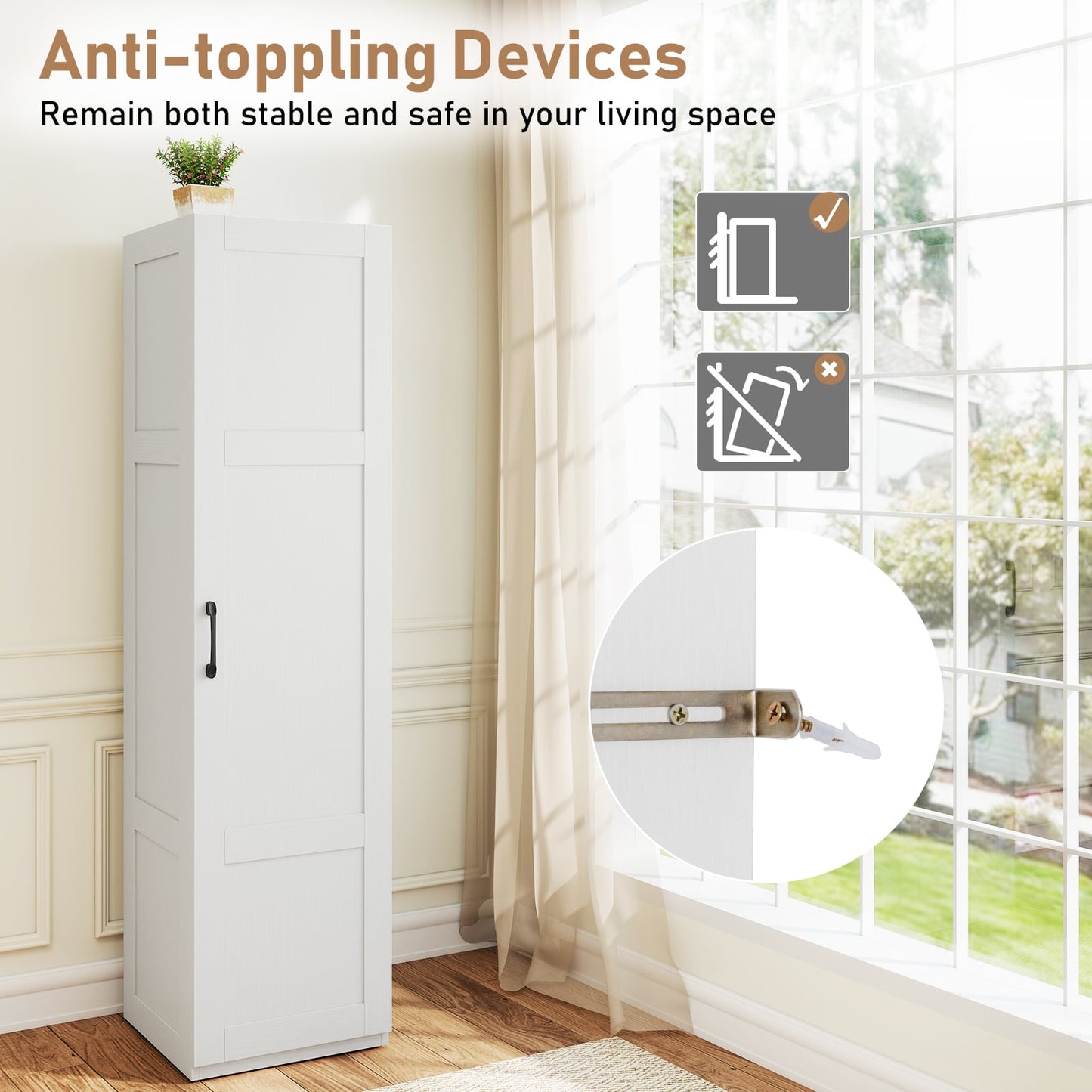 150 cm Tall 4-Tier Freestanding Storage Floor Cabinet-White