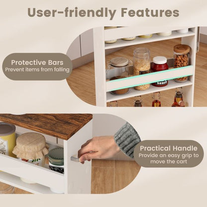 4-Tier Slim Storage Cart with Open Shelves and Wheels-Coffee