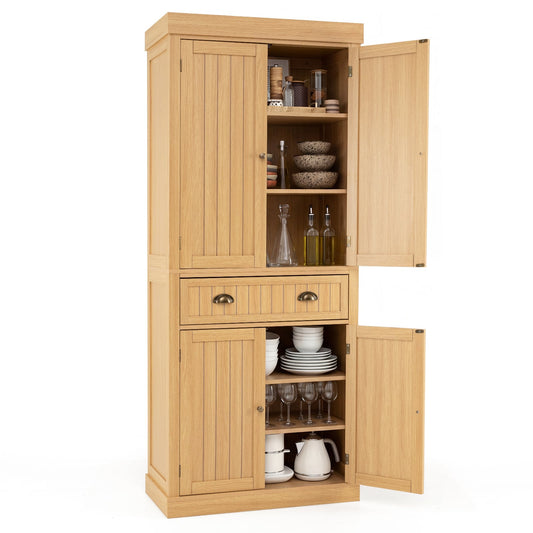 4-Door Tall Kitchen Cupboard in Natural