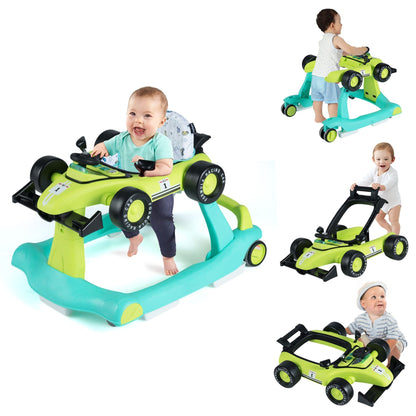 4-in-1 Baby Push Walker with Adjustable Height and Speed-Turquoise