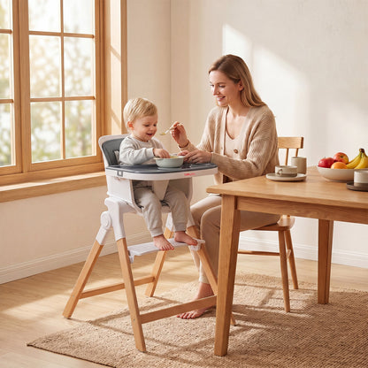 4-in-1 Convertible Baby High Chair with Detachable and Adjustable Tray-Grey
