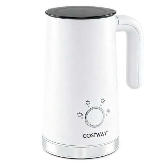 4-in-1 Electric Milk Frother and Steamer with Anti-slip Bottom-White