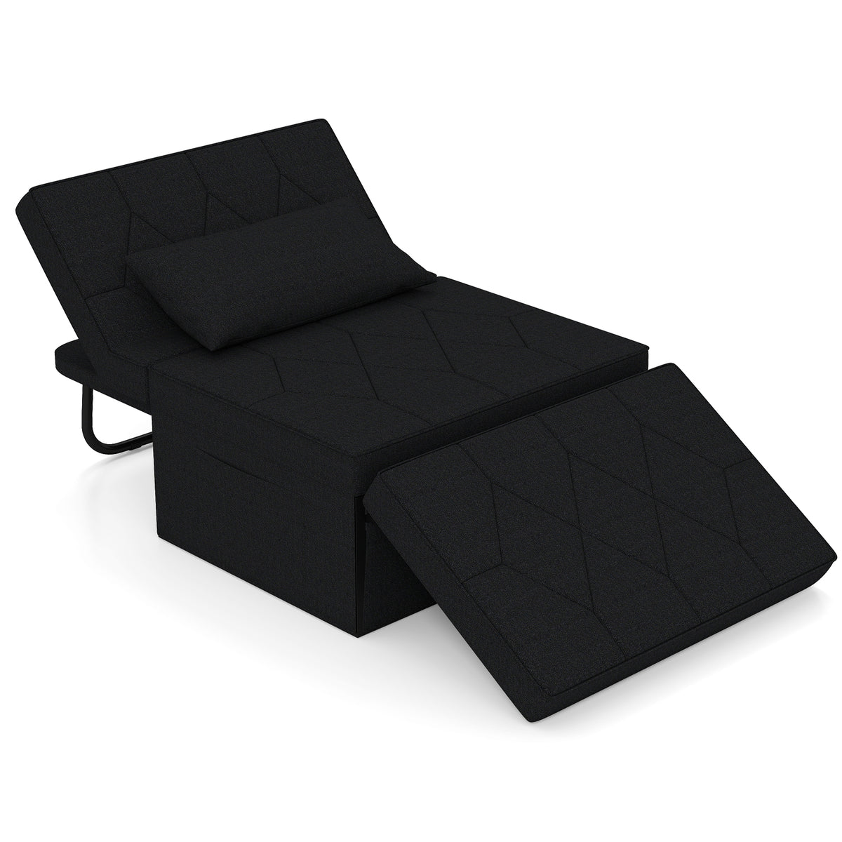 4-in-1 Foldable Sofa Bed Ottoman Convertible Sleeper Sofa Chair-Black