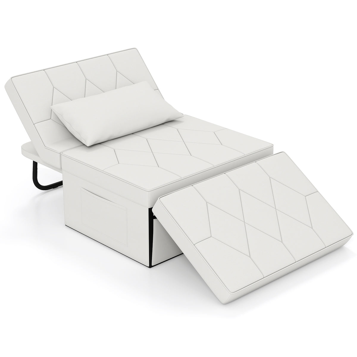 4-in-1 Foldable Sofa Bed Ottoman Convertible Sleeper Sofa Chair-White