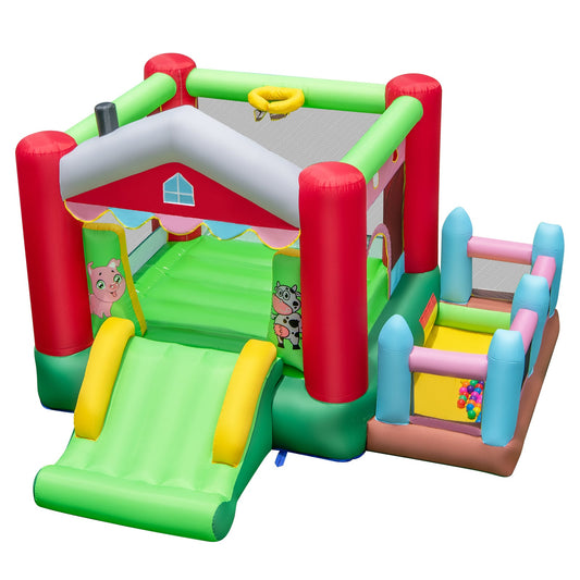 4-in-1 Farm Themed Inflatable Bounce House with 480W Blower
