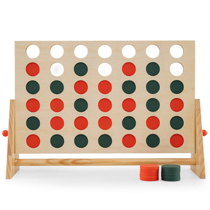 4 in a Row Game Row Connect Game with 42 Chess Pieces and Pine Wood Frame