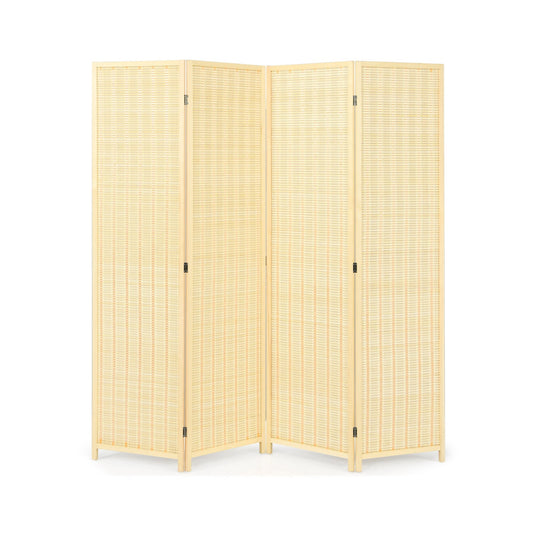 4-Panel Portable Room Divider Screen-Natural