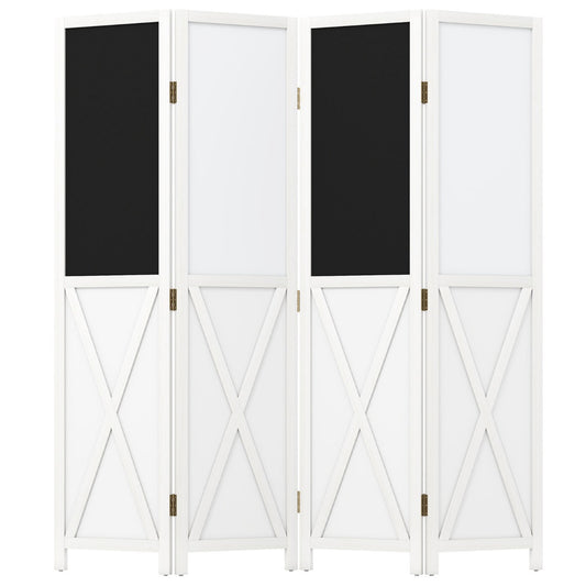 4-Panel Room Divider 170 cm Tall Folding Privacy Screens-White
