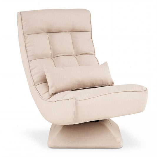 4-Position Adjustable Floor Chair with Swivel Base in Beige