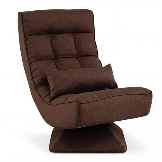 4-Position Adjustable Floor Chair with Swivel Base in Brown