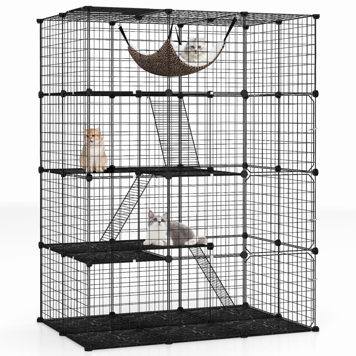 4 Tier Large Cat Enclosure in Black