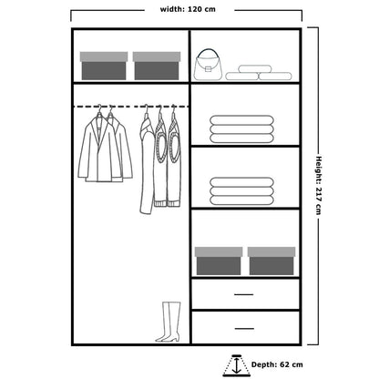 Texas Black High Gloss Sliding Door Wardrobe - 3 Sizes