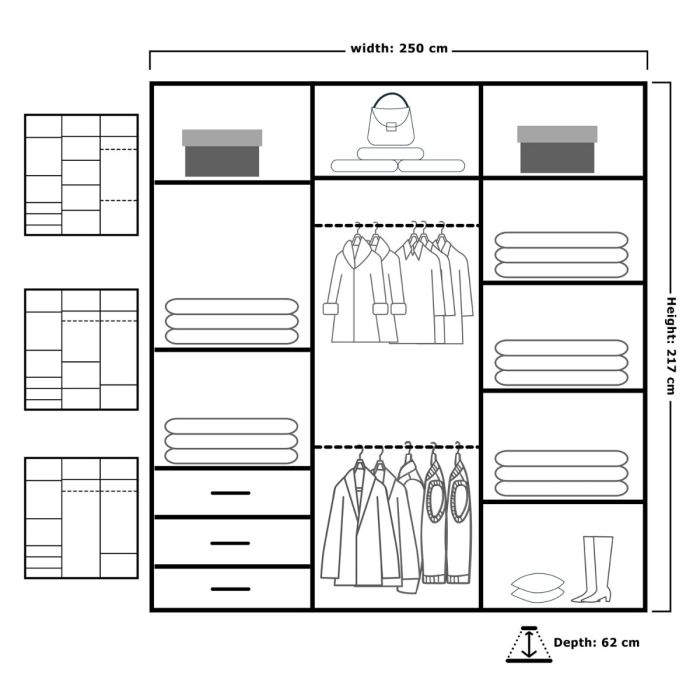 Texas II Sliding Door Large Wardrobe - White, Black