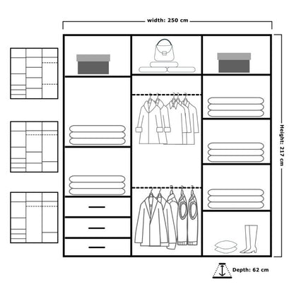 Texas II Sliding Door Large Wardrobe - White, Black