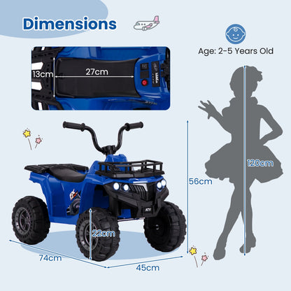 6V 4-Wheeler Quad Car with One-Button Start and Tread Tires-Navy