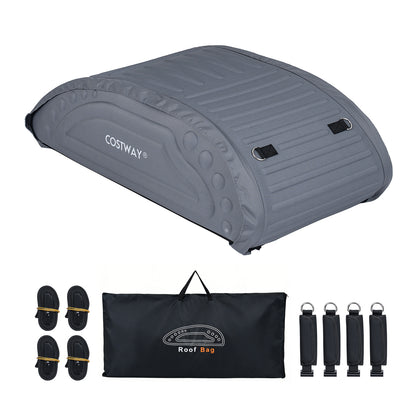 400L Waterproof Car Roof Bag Foldable Rooftop Cargo Carrier with 4 Reinforced Straps-Grey