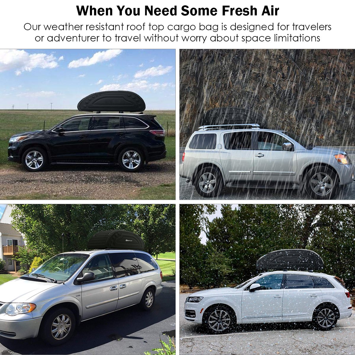 400L Waterproof Car Roof Bag Foldable Rooftop Cargo Carrier