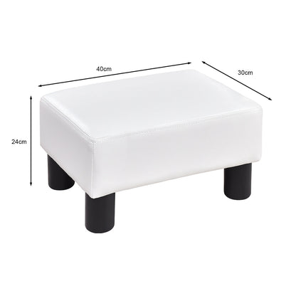 40 cm Rectangle PU Leather Small Footstool Ottoman-White