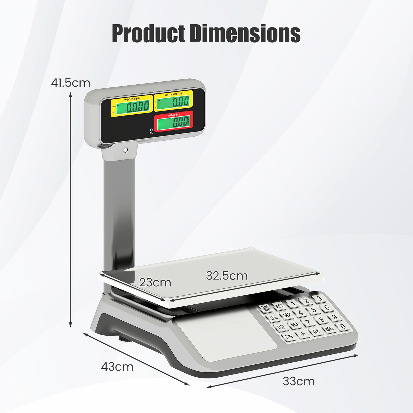 40kg Price Computing Scale with Pole Dual LCD Display and Counting Function