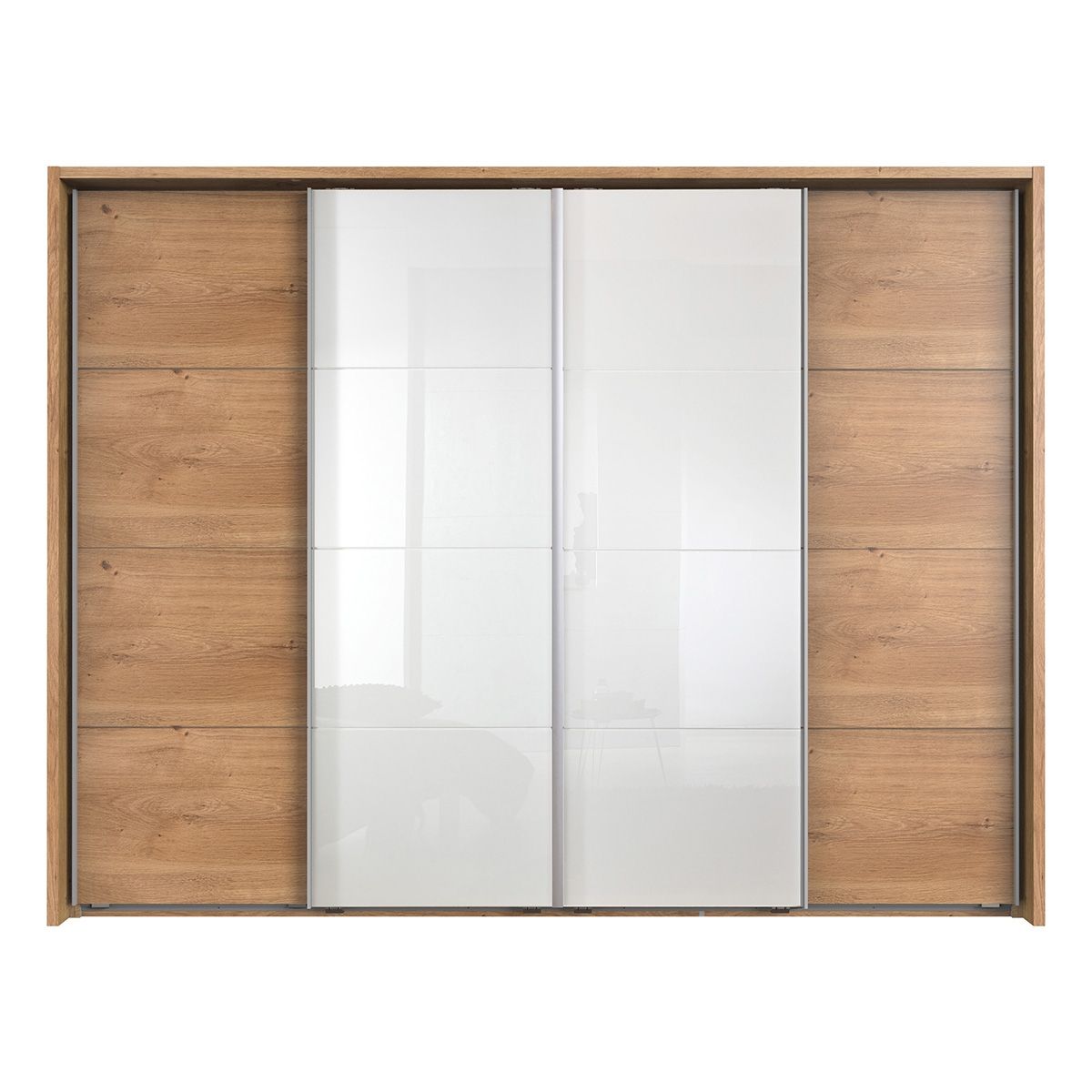 Bacoor 4 Door Sliding Wardorbe - Oak and White