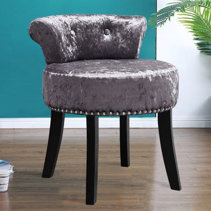 Velvet Upholstery Round Accent Chair Dressing Stool