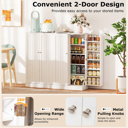 104cm Tall Kitchen Pantry Storage Cabinet with Doors and Adjustable Shelves-White