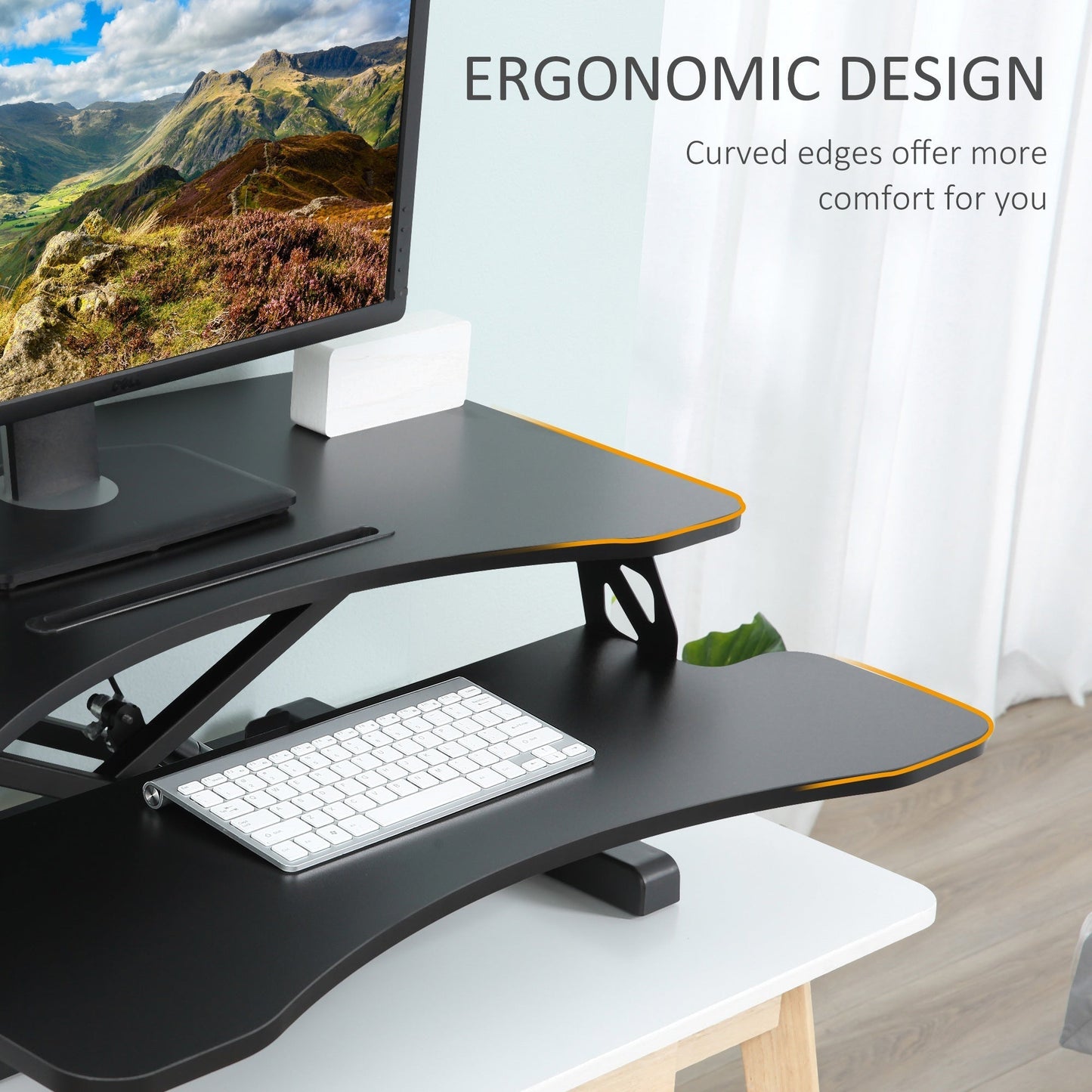 Vinsetto Standing Desk Converter Height Adjustable Sit-Stand Desk w/ Keyboard Tray Black