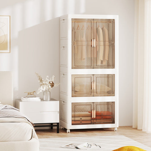 421L Storage Bins with Lid Portable Plastic Wardrobe Closet Organizer-White