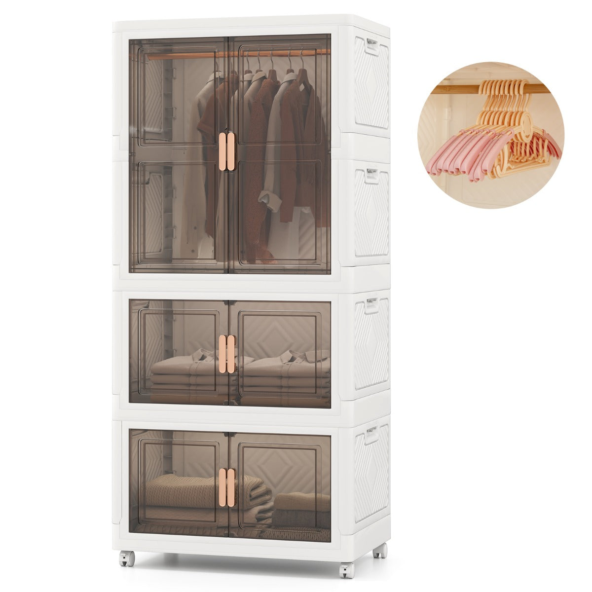 421L Storage Bins with Lid Portable Plastic Wardrobe Closet Organizer-White