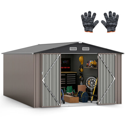 426 cm x 300 cm Outdoor Storage Shed Large Garden Tool House-Grey
