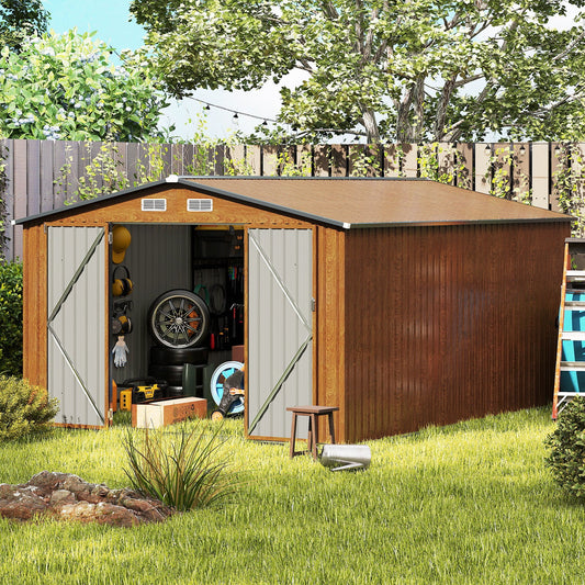 426 cm x 300 cm Outdoor Storage Shed Large Garden Tool House-Wood