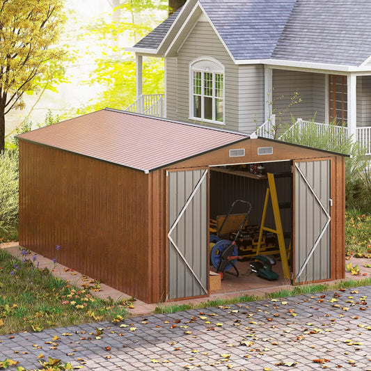 426 cm x 300 cm Outdoor Storage Shed Large Garden Tool House-Wood