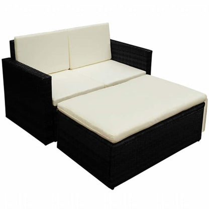42834 vidaXL 2 Piece Garden Lounge Set with Cushions Poly Rattan Black 2
