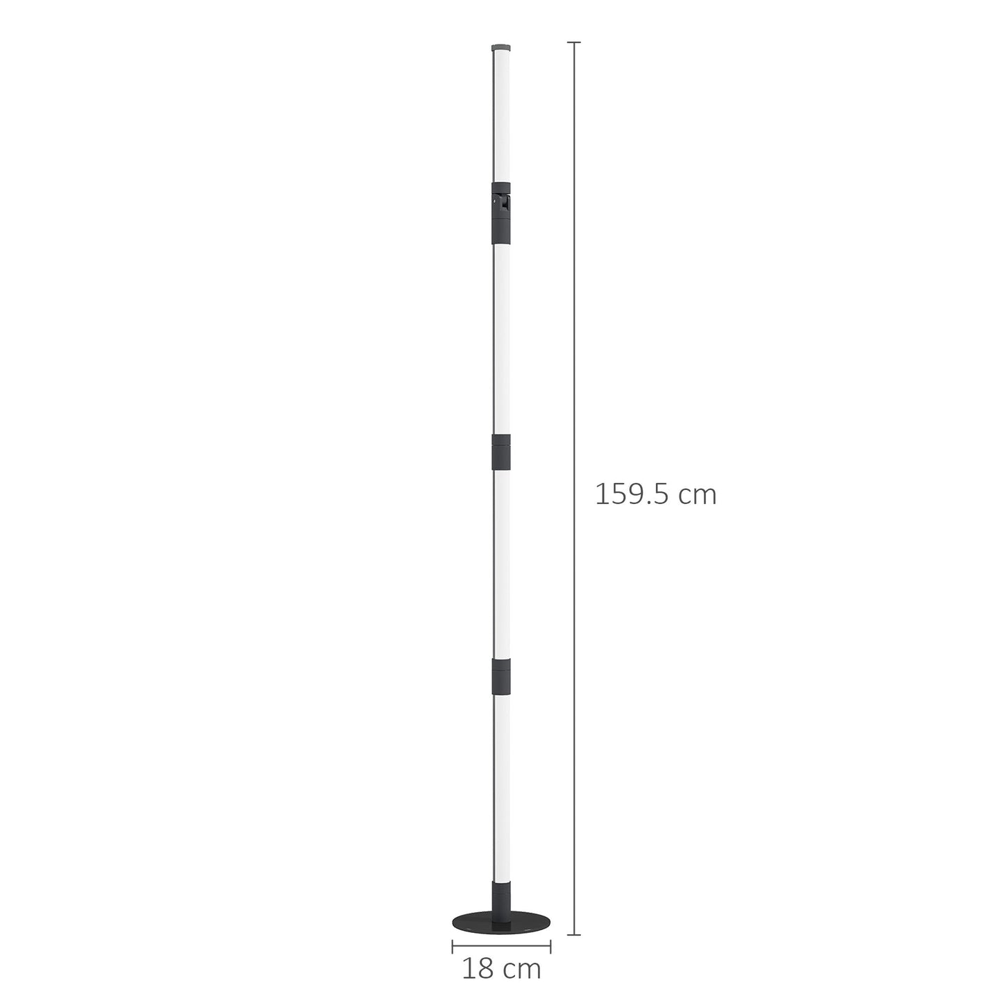 Lampa podłogowa LED HOMCOM, 360√Ç¬∞ RGB, odłączana lampa narożna z aplikacją i pilotem, zmieniająca kolor lampa stojąca z synchronizacją muzyki i timerem, do salonu, pokoju gier, ciemnoszary