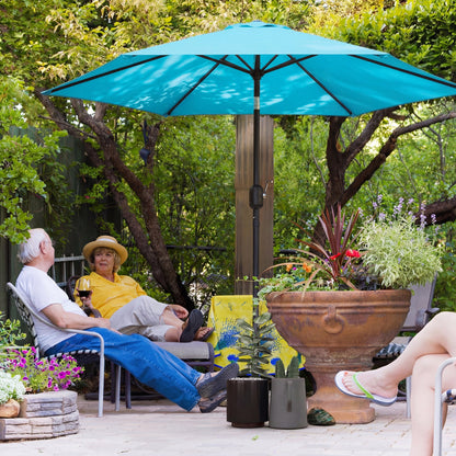 Outsunny 2.6 m Garden Parasol Umbrella with Aluminium Pole, Outdoor Patio Umbrella with Tilt and Crank, Vent, Blue