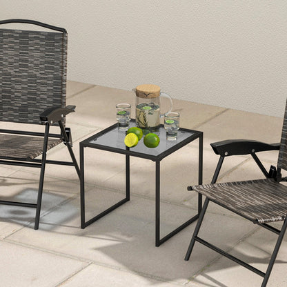 43cm Tempered Glass Top Side Table with Metal Frame