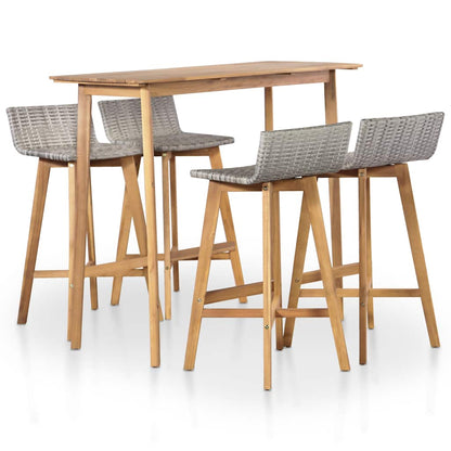 44222 vidaXL 5 Piece Outdoor Dining Set Solid Acacia Wood 1