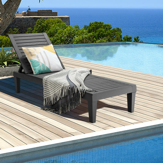 Adjustable Recliner Lounger Beach-Black