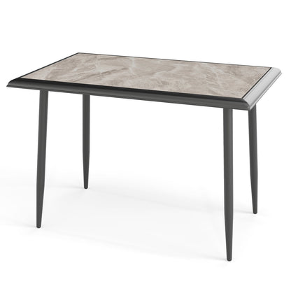 44 Inch Sintered Stone Dining Table with Metal Frame for Dining Room-Grey