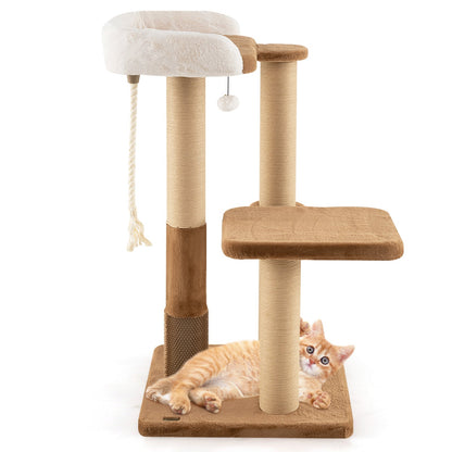 Cat Tree for Indoor Cats with Plush Padded Perch Scratching Posts and Jumping Platform-Brown