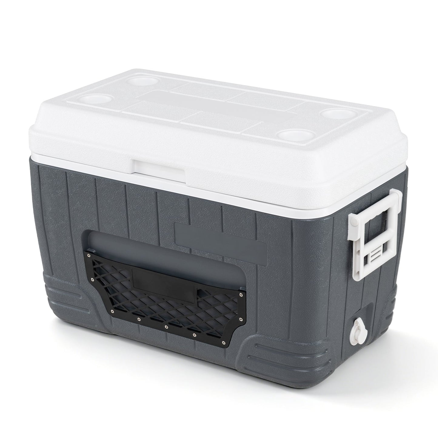 45 L Insulated Portable Cooler Hard Shell with 4 Cup Holders and Drain Plug-Grey