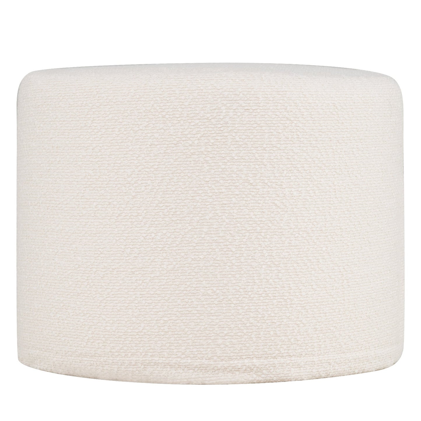 45 cm x 35 cm Round Pouf Ottoman with Loop Yarn Fabric and Machine-washable Cover-White