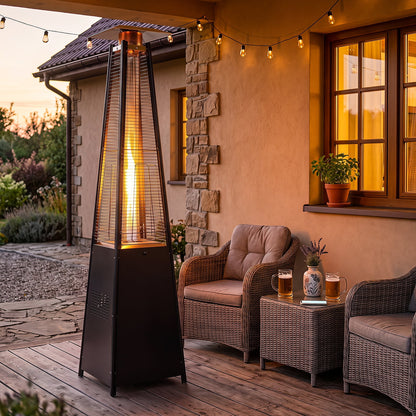 45000 BTU Pyramid Patio Heater with Zippered Cover and Triple Safety Protection for Deck-Black