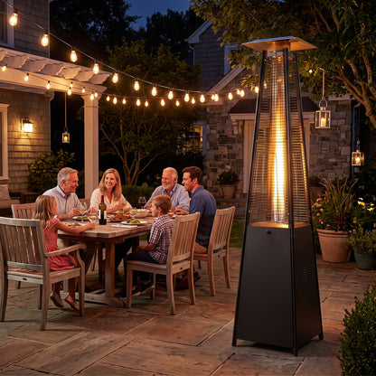 45000 BTU Pyramid Patio Heater with Zippered Cover and Triple Safety Protection for Deck-Black