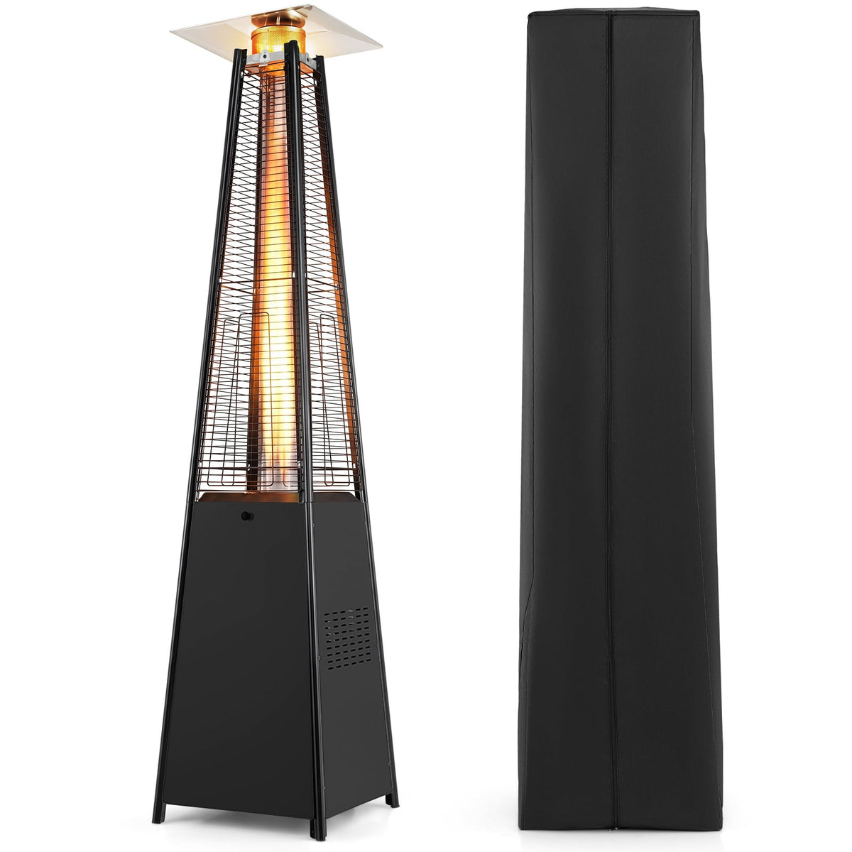 45000 BTU Pyramid Patio Heater with Zippered Cover and Triple Safety Protection for Deck-Black