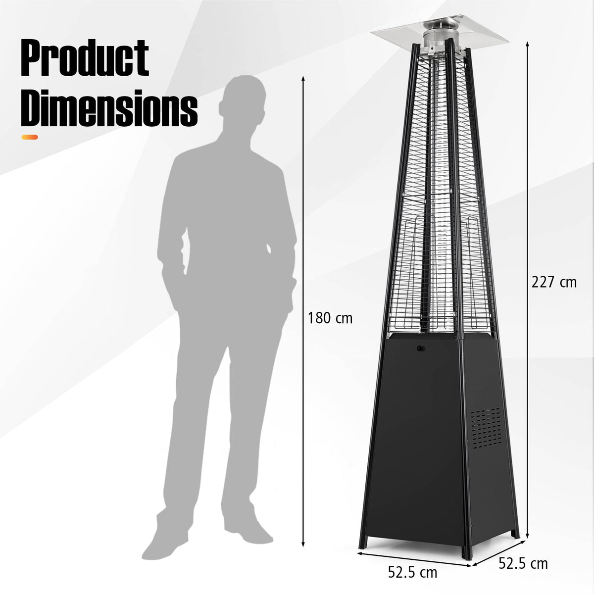 45000 BTU Pyramid Patio Heater with Zippered Cover and Triple Safety Protection for Deck-Black